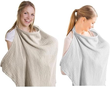 2 Pcs Nursing Covers for Breastfeeding, Multi-use Cotton Breathable Breastfeeding Apron for Baby, Nursing Cover for Feeding Women Mother Mom, 75x95 cm/29.52x37.4 inch, Grey and Khaki Color on Amazon.ae - Price Tracker