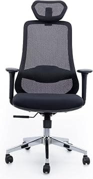 Multi Home Furniture Black Office Chair for Home - Ergonomic Chair with High Back Desk Chair with Lumbar Support & Adjustable Headrest - 360° Swivel Chair, Computer Chair for Study Table على Amazon.ae - متتبع الأسعار