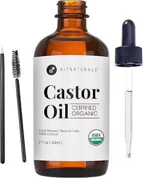 Aitnaturals Organic Castor Oil - 60ml Eyelash & Eyebrow Growth Serum |100% Pure, Cold Pressed & Hexane-Free| Nourishing Hair, Skin & Nail Treatment | Promotes Hair Growth & Conditions - Best Deal Finder