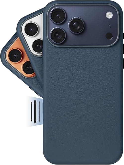 LONLI Classic Leather Case for iPhone 17 Pro, Made of European Vachetta Leather (Gold Standard), with Camera Control and MagSafe Compatibility, Azzurro Blue on Amazon.ae - Price Tracker