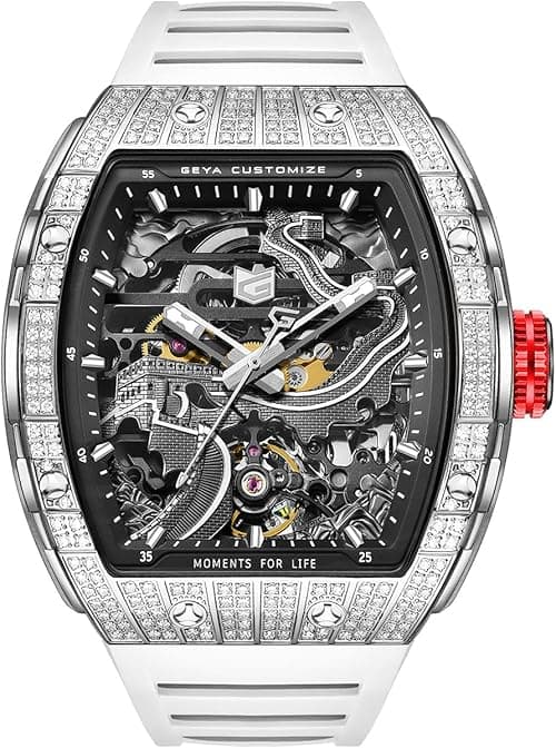 Redhai Automatic Mechanical Watch Skeleton Stainless 50M Waterproof Anti Shock Casual Diver Men Wrist Watch Sterling Watches Chronograph Analog Business Casual Fashion Adjustable Silicone Band on Amazon.ae - Price Tracker