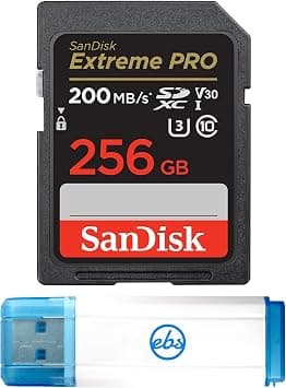 بطاقة ذاكرة SD اكستريم برو 256GB من سانديسك تعمل مع كاميرا باناسونيك بدون مراة لوميكس DC-S5IIX ولوميكس DC-S5II (SDSDXXD-256G-GN4IN) حزمة مع قارئ بطاقة مايكرو ايفري ثينج بت سترومبولي 3.0 وبطاقة SD - دليلك لأفضل العروض