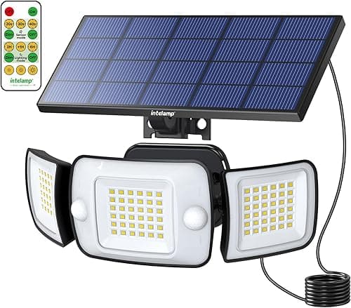 intelamp Solar Outdoor Lights with Remote Control, Solar Sensor Lights with Dual Sensors 6000mAh 1200LM Waterproof Solar Flood Lights Outdoor Lights (Upgraded - Separate with remote) on Amazon.ae - Price Tracker