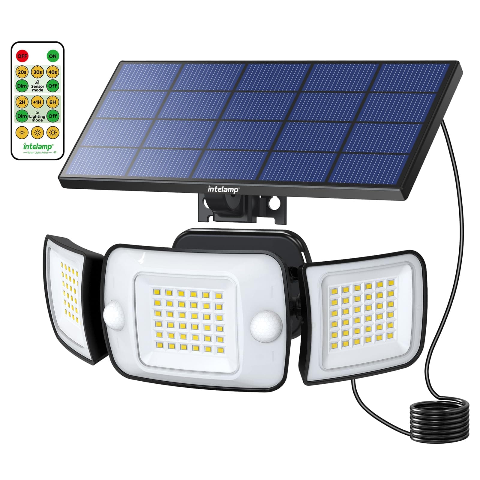 intelamp Solar Outdoor Lights with Remote Control, Solar Sensor Lights with Dual Sensors 6000mAh 1200LM Waterproof Solar Flood Lights Outdoor Lights (Upgraded - Separate with remote) on Amazon.ae - Price Tracker