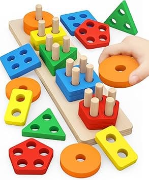 Montessori Toys for 1 to 3-Year-Old Boys Girls Toddlers, Wooden Sorting & Stacking Toys for Toddlers and Kids Preschool, Educational Toys, Color Recognition Stacker Shape Sorter, Learning Puzzles Gift - Amazon.ae Price Tracker
