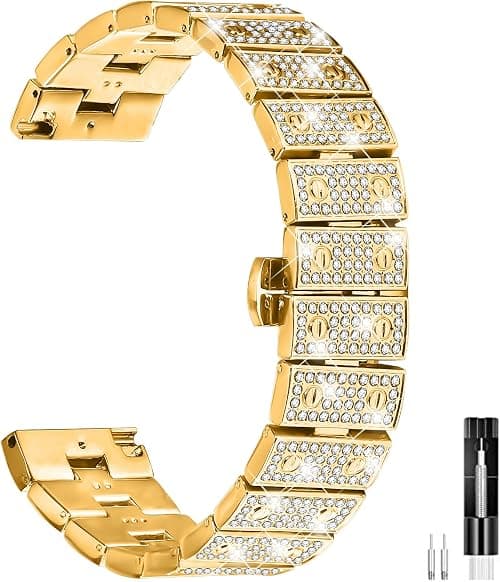 FitTurn Diamond Bling Band Compatible with Amazfit Bip Max/Bip 6 5 Unity/Active Max/Balance 2 1/T-Rex 3 Pro 48mm/Balance 2 1/Cheetah Pro/Stratos 2 3/Pace/GTR 4,3,3 Pro/Helio Smartwatch, Luxury Metal on Amazon.ae - Price Tracker