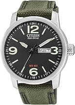 Citizen Men's Analogue Eco-Drive Watch with Nylon Strap BM8470-11EE, Black/Green, Strap - Best Deal Finder