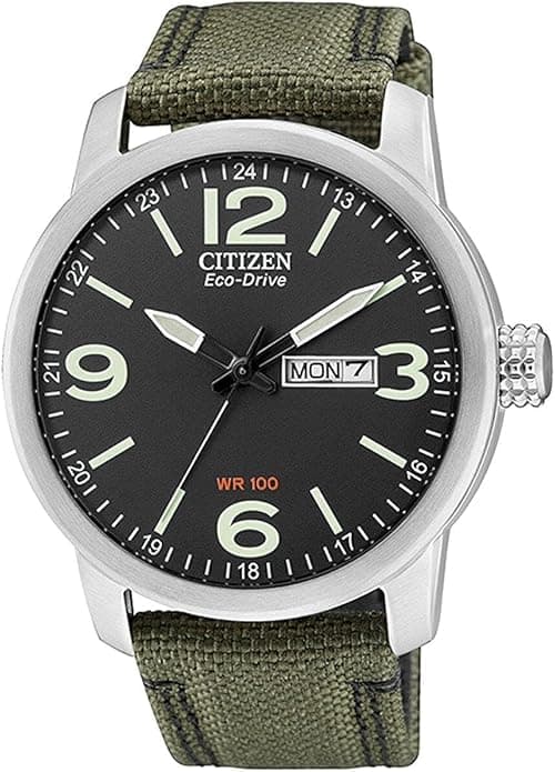 Citizen Men's Analogue Eco-Drive Watch with Nylon Strap BM8470-11EE, Black/Green, Strap on Amazon.ae - Price Tracker