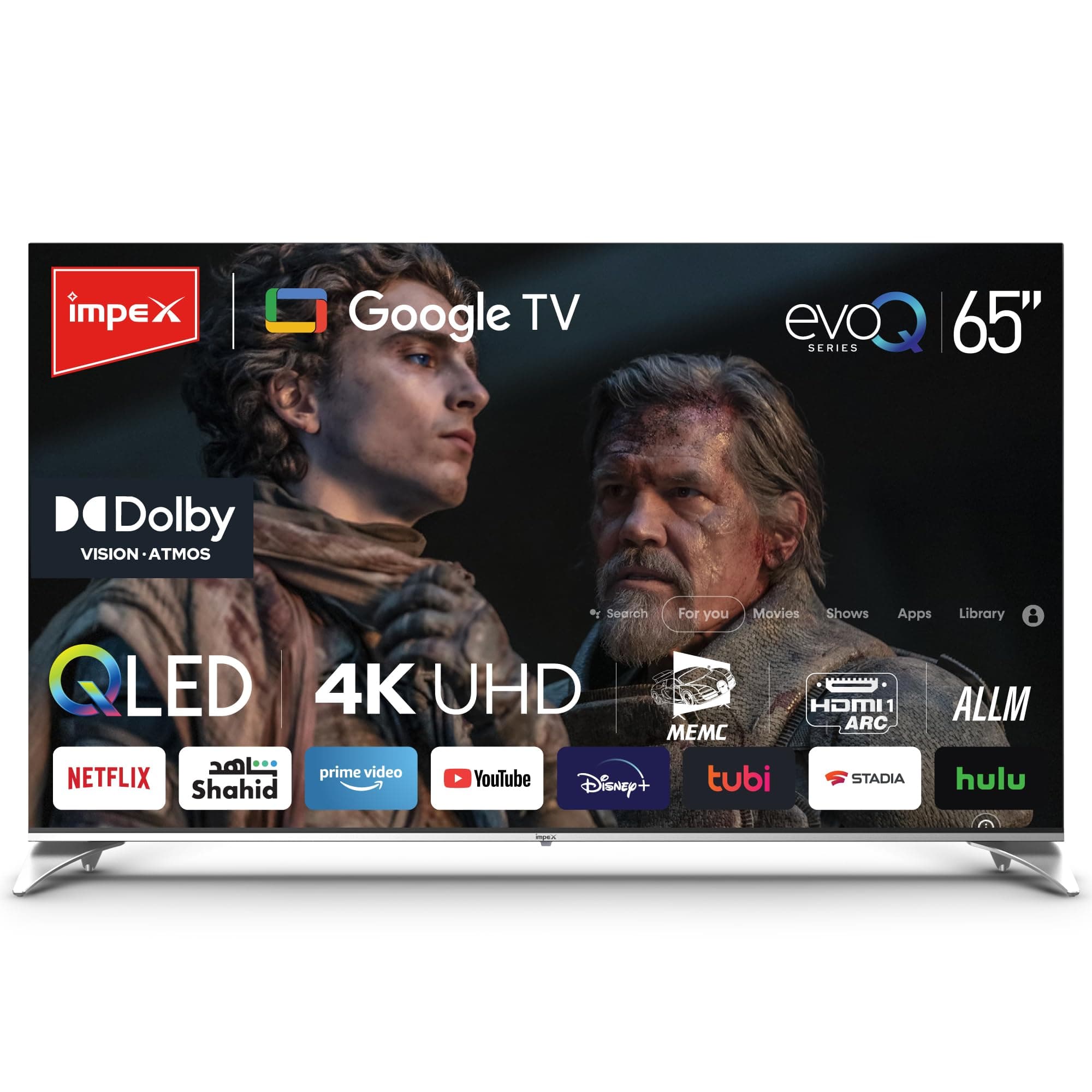 Impex 65 Inch Smart Google QLED TV, 4K UHD Television, 120Hz DLG, Dolby Vision & Atmos, 2GB RAM+16GB ROM,HDMI ARC/eARC,WiFi, BT, Voice Remote,ALLM .Gaming, 2 Years Warranty, evoQ 65S4QLC2R120 on Amazon.ae - Price Tracker