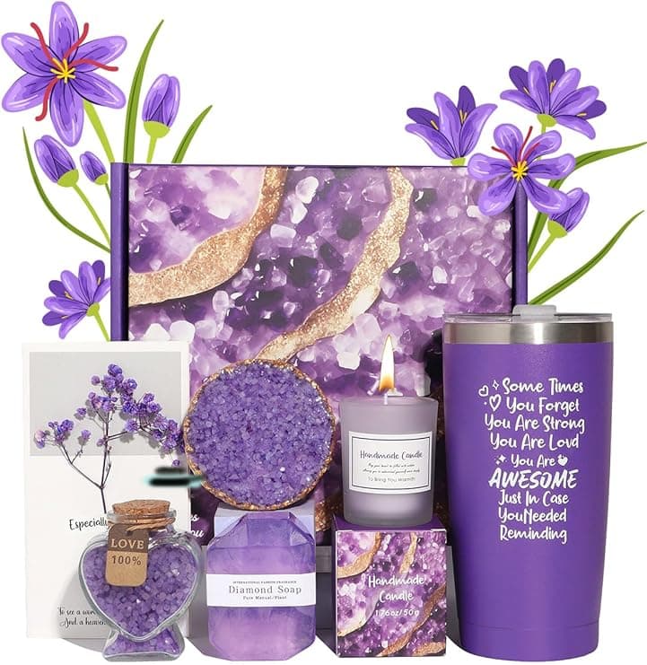 Homarket Scented Candles Set,Birthday Gifts for Women, Relaxing Spa Gift Basket Set, Thoughtful and Distinctive Presents for Women, Ideal for Holiday Gifting,Purple - Amazon.ae Price Tracker