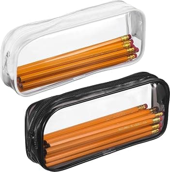 2-Pack Clear Zipper Pencil Case Set, Transparent PVC Zipper Pen Pencil Pouch, Cosmetic and Travel Organizer Bags, Multipurpose Stationery Pouch for School, Office, and Travel Essentials - Best Deal Finder