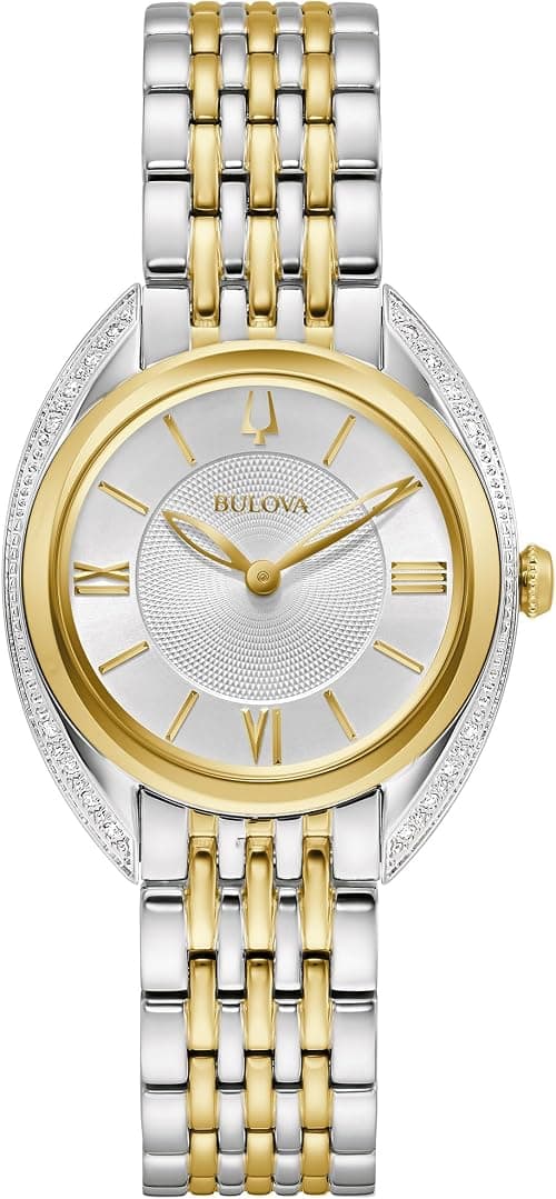 Bulova Ladies' Classic Diamond Quartz Two-Tone Stainless Steel Watch, Silver Dial Style:98R296, Silver and Gold, Classic Quartz Two-Tone Stainless Steel Bracelet Diamond on Amazon.ae - Price Tracker