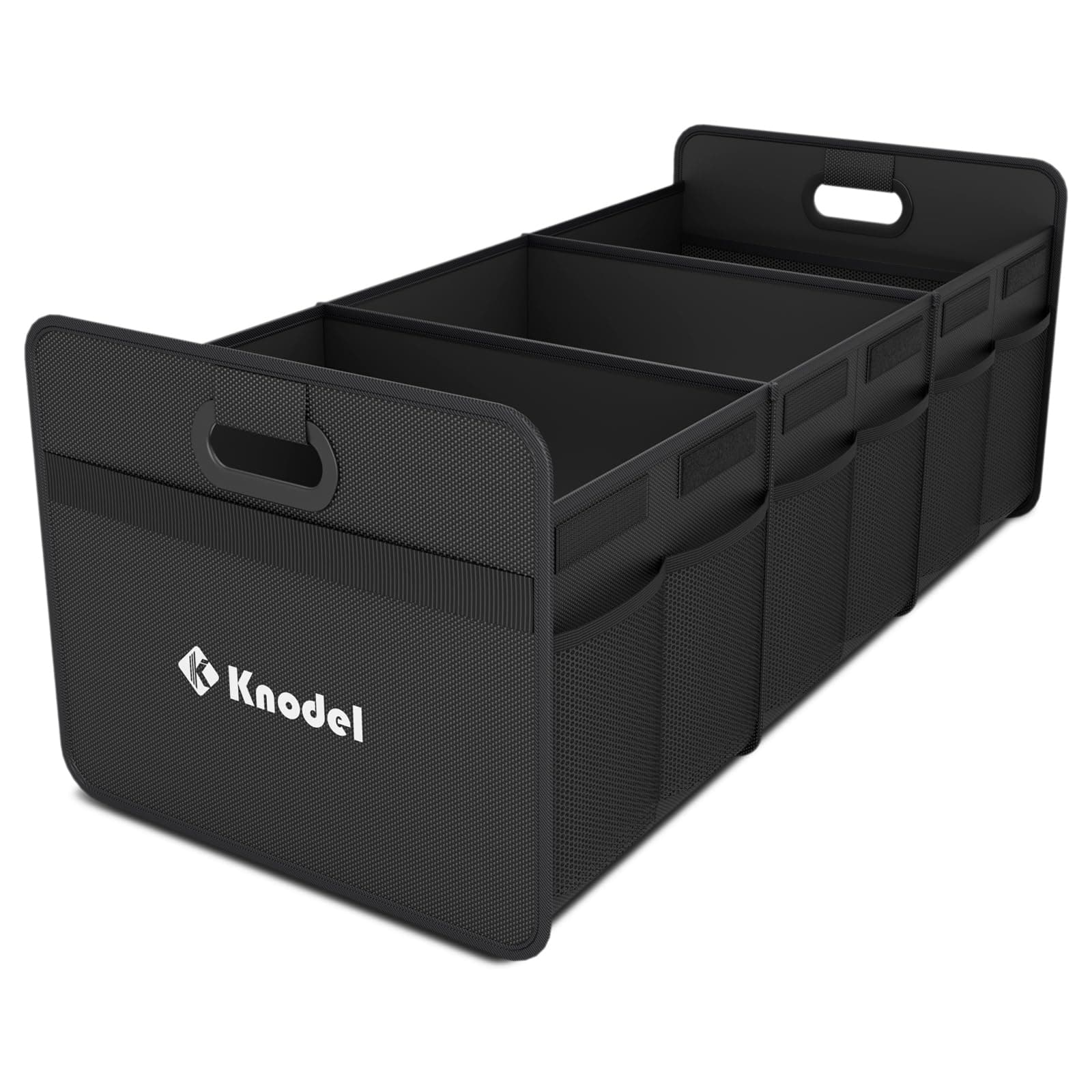 K KNODEL Car Trunk Organizer, Foldable Organizer for Car, Automotive Consoles & Organizers, 3 Compartments Storage with Reinforced Handles (Large, Black) on Amazon.ae - Price Tracker