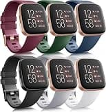 6 Pack Sport Bands Compatible with Fitbit Versa 2 / Fitbit Versa/Versa Lite/Versa SE, Classic Soft Silicone Replacement Wristbands - Amazon.ae Price Tracker