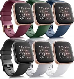 6 Pack Sport Bands Compatible with Fitbit Versa 2 / Fitbit Versa/Versa Lite/Versa SE, Classic Soft Silicone Replacement Wristbands - Amazon.ae Price Tracker
