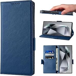 Wallet Case for Samsung Galaxy S25 Ultra Phone Cases Premium Leather PU Flip Cover Magnetic Buckle Shockproof Closure Book Design with Kickstand & Card Slots S25 Ultra Case - Blue - Amazon.ae Price Tracker
