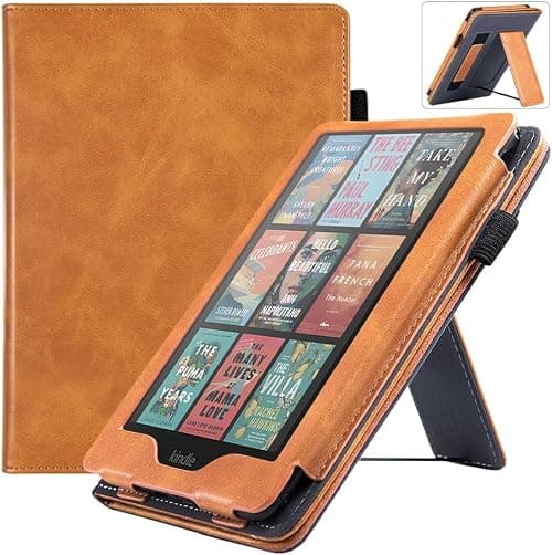 Gruattreay Leather Case for Kindle Paperwhite 12th (7 inch) (2024),Anti-fall Kindle Case with Auto Sleep/Wake & Hand Strap & Stand,Anti-friction Kids-Friendly Protective Cover (Brown) على Amazon.ae - متتبع الأسعار