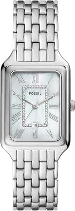 Fossil Women's Raquel Quartz Stainless Steel Three-Hand Watch, Color: Silver (Model: ES5306), Silver, One Size, Raquel Three-Hand Date Stainless Steel Watch - ES5306 - Best Deal Finder