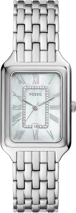 Fossil Women's Raquel Quartz Stainless Steel Three-Hand Watch, Color: Silver (Model: ES5306), Silver, One Size, Raquel Three-Hand Date Stainless Steel Watch - ES5306 - Best Deal Finder