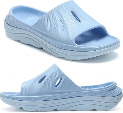 Womens Recovery Sandals Slides for Mens Plantar Fasciitis Sport for Sandals Comfortable Orthotic Athletic Arch Support Slides, Lightweight Cloud Slippers Thick Cushion Open Toe on Amazon.ae - Price Tracker