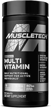 Muscletech Platinum Multi Vitamin Daily Nutritional Support with Advanced Enzymes & Mineral Complex for Immune Support from Vitamin C & Zinc for Elite Athletes and Active Individuals, 90 Count على Amazon.ae - متتبع الأسعار