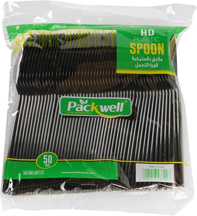 Packwell Plastic HD Disposable Table Spoon 50 Pieces, Black on Amazon.ae - Price Tracker