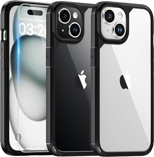 TAURI 3 in 1 Clear for iPhone 15 Plus Case, and 2X HD Screen Protector, [Not-Yellowing] [12 FT Grade Protection] Shockproof Phone Case for iPhone 15 Plus 6.7 inch on Amazon.ae - Price Tracker