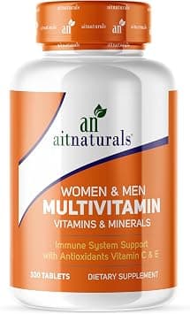 Aitnaturals Women and Men Multivitamin-300 Tablets| Enriched with Vitamin A, C, D, E, K, B12, Folate, Iron, Calcium, Magnesium, Biotin, Zinc, & Iodine | Support Immune System, Energy & Metabolism على Amazon.ae - متتبع الأسعار