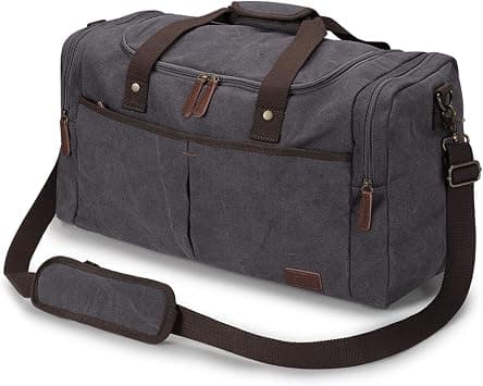 S-ZONE 65L Large Canvas Travel Duffel Bag Weekend Overnight Bag with Shoes Compartment Holdall Gym Bag with Multi-Pockets for Men and Women on Amazon.ae - Price Tracker