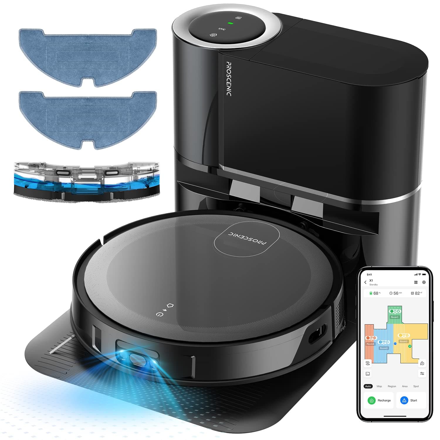 Proscenic X1 Robot Vacuum Cleaner with Mop, 3000pa, integrated LiDAR Navigation Robot with the 2.5L Self-Emptying Technology, APP & Alexa Control for Cleaning Pet Hair/Dust/Hard Floor/Low Pile Carpet on Amazon.ae - Price Tracker