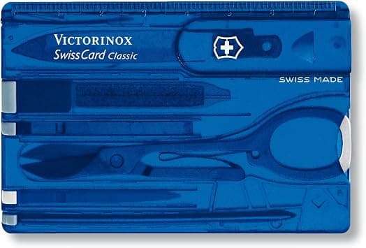 Victorinox Swiss Card Classic, Multi-Tool in Credit Card Format, 10 Functions, Pointed Blade, Scissors, Blue - Best Deal Finder