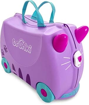 Trunki Children’s Ride-On Suitcase And Kid's Hand Luggage | Perfect Toy Gift for Toddler Boys & Girls : Cassie Cat (Lilac) على Amazon.ae - متتبع الأسعار