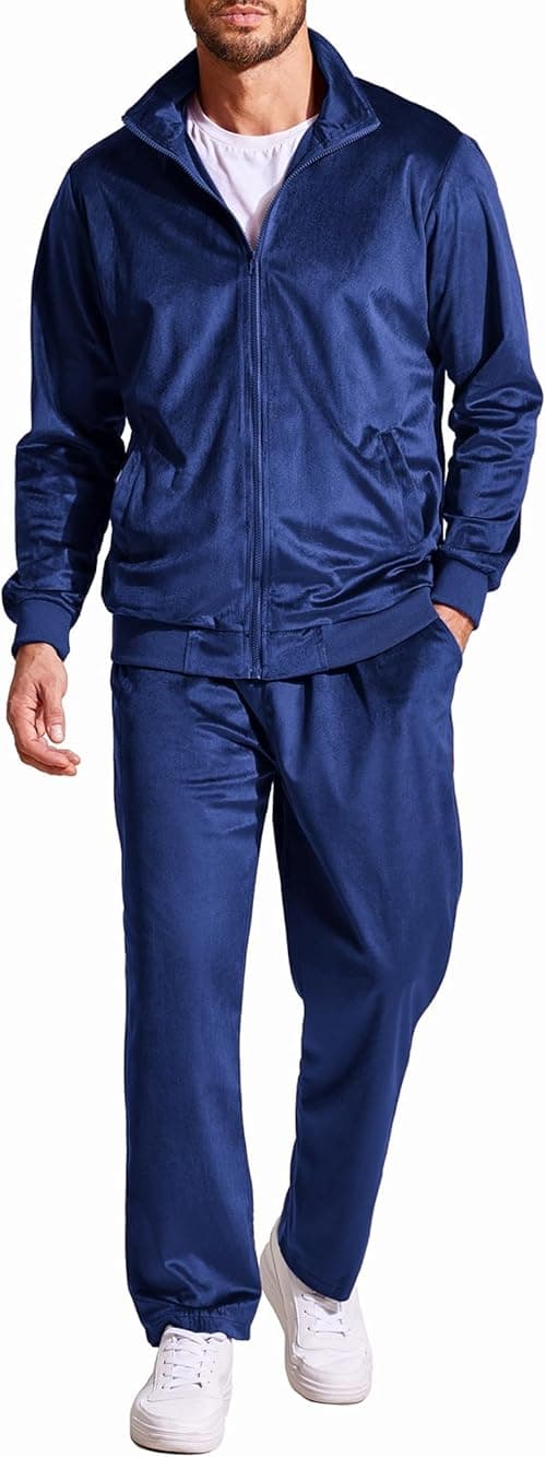 COOFANDY Mens 2 Piece Velour Tracksuit Full Zip Jackets Pants Velvet Jogging Suits Sweatsuit Set on Amazon.ae - Price Tracker