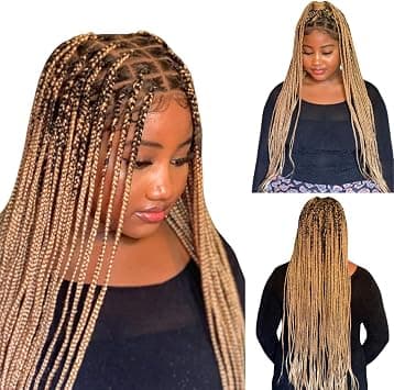 Wow Braids Title 36" Full HD Transparent Lace Front Medium Knotless Braided Wig with Baby Hair - Synthetic hand-made box braids wig for black women on Amazon.ae - Price Tracker
