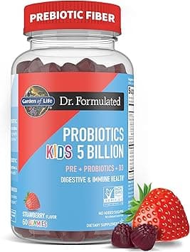 Garden of Life Dr Formulated 5 Billion CFU Prebiotic Fiber, Probiotic and Vitamin D3 Gummies for Kids Digestive & Immune Health – Gluten Free, Non GMO, No Added Sugars, Strawberry Flavor, 60 Gummies - Amazon.ae Price Tracker