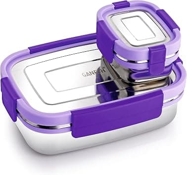 GANESH Shine Stainless Steel Airtight Leak-Proof Lunch Box for Office, School, Picnic - 750 ml - Color May Vary على Amazon.ae - متتبع الأسعار
