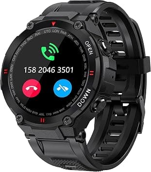 Military Smartwatch Men Outdoor Waterproof Tactical Smart Watch 1.3 Inch HD Touch Screen Bluetooth Talk Speaker Fitness Tracker Compatible with iPhone Samsung (Black) على Amazon.ae - متتبع الأسعار