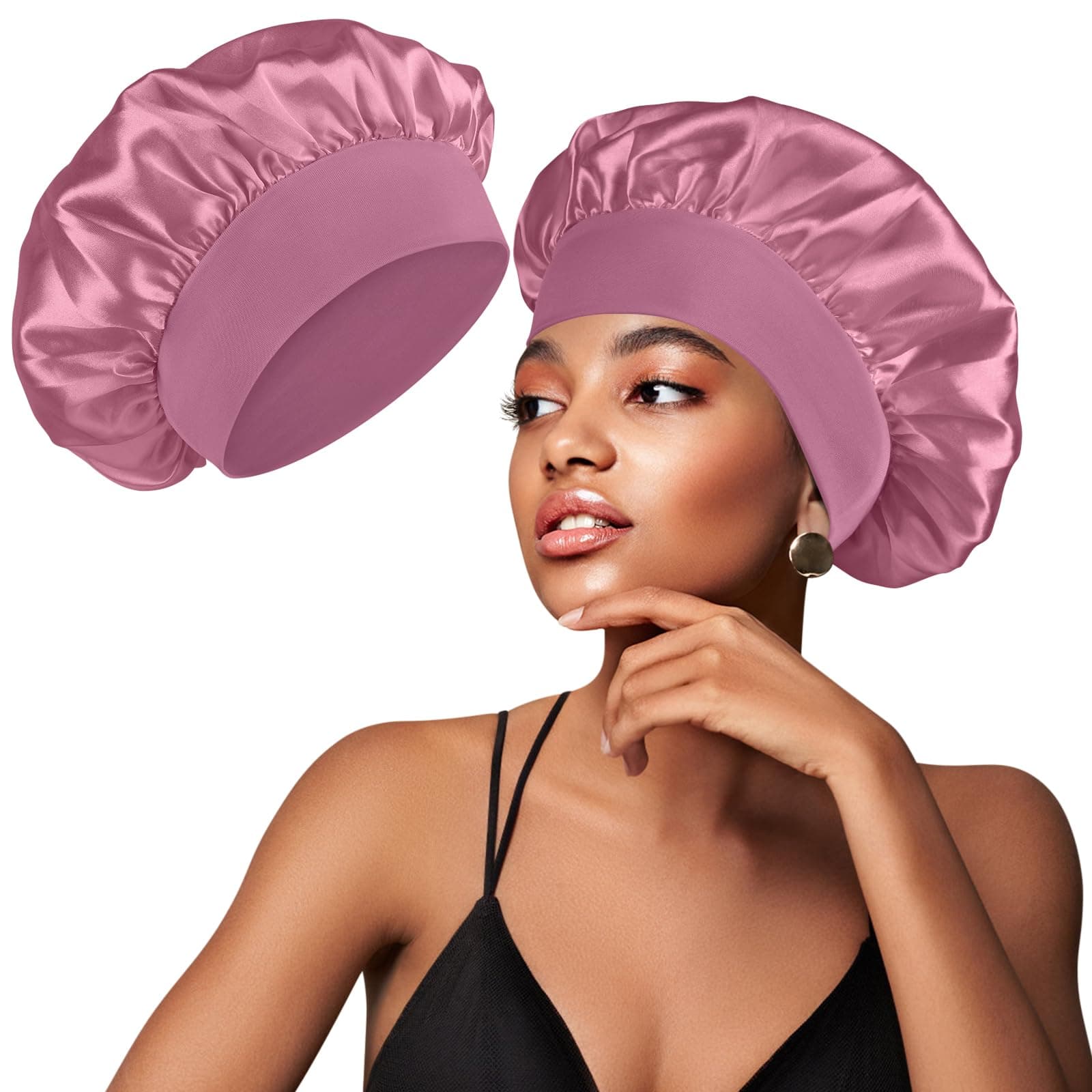Satin Silk Bonnet compatible with Curly Hair, Hair Bonnet Silk Wrap for Sleeping, Night Sleep Cap for Women on Amazon.ae - Price Tracker