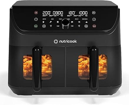 Nutricook 12 in 1 Dual Basket Air Fryer 8.5 L with clear window & Internal Light |Sync Function & Dual Cook Mode | Independently Controlled baskets | Faster Cooking - 2400 watts,AFD185V,2 Yrs Warranty on Amazon.ae - Price Tracker