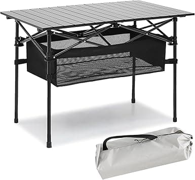 achard Foldable Table, Folding Camping Table, Roll-Top Table w/Mesh Bag, Roll-up Table with Mesh Storage Organizer and Carry Bag, Folding Beach Table for Camping, Beach, Picnic, BBQ (95 * 55 * 50CM) - Amazon.ae Price Tracker