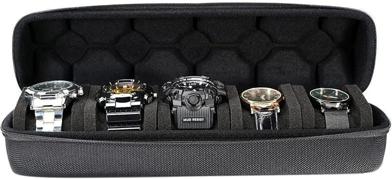 5 Watch Storage Box with Sponge Cushion for 5 Watches (Black) on Amazon.ae - Price Tracker