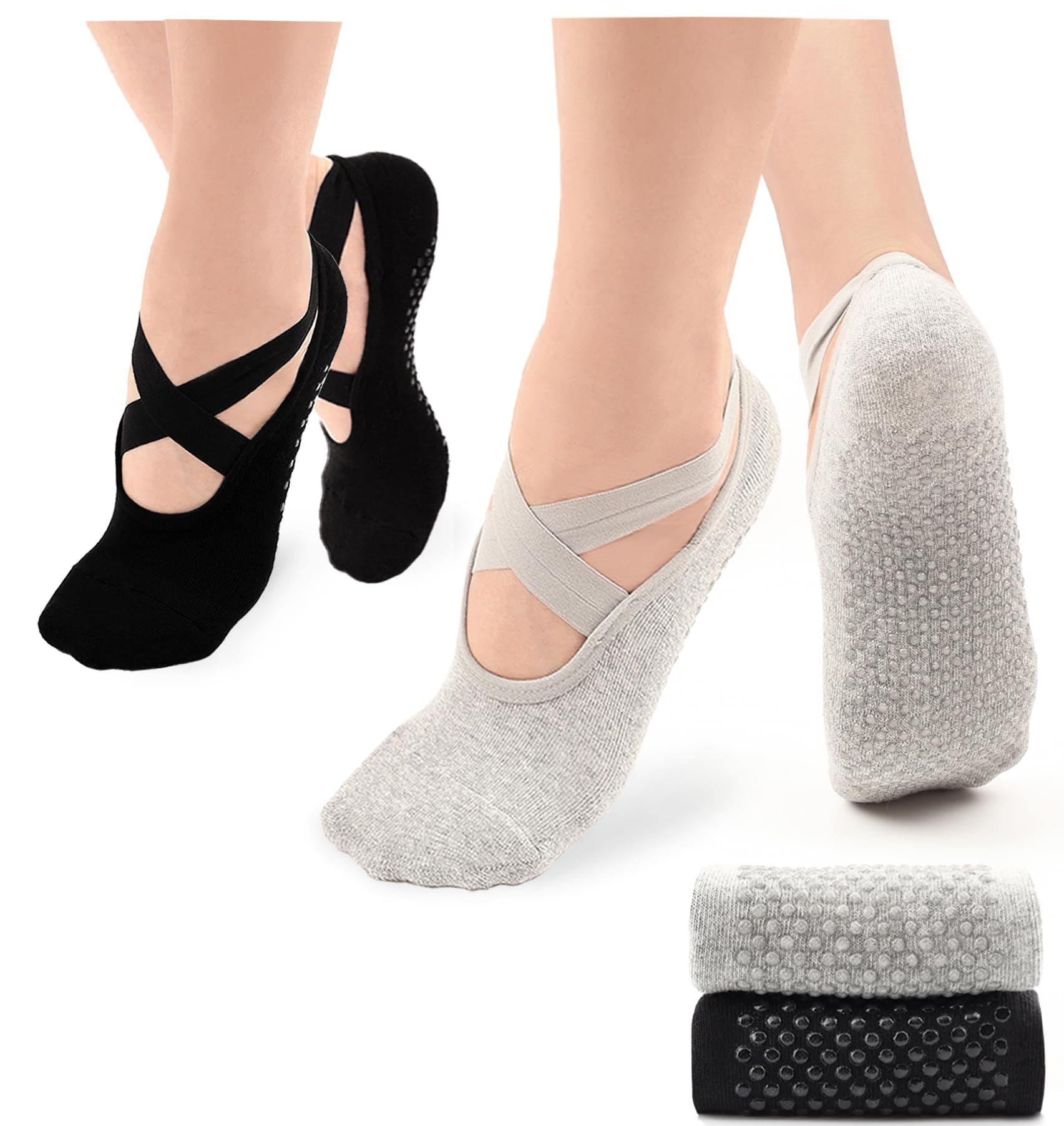 Bevigorio Grip Pilates Socks Straps & Cushion Yoga Socks with Grips for Women Non Slip Grippy Gripper Barre Socks on Amazon.ae - Price Tracker