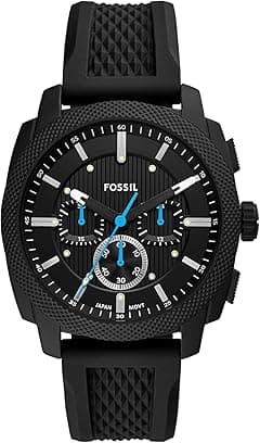 Fossil Men's Machine Chronograph Stainless Steel Watch, Black Silicone, 44MM - Amazon.ae Price Tracker