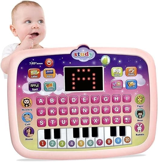 AMERTEER Kids Early Development Interactive Electronic Tablet | Educational ABC Learning Toy For Toddlers With LED Screen, Alphabet, Numbers, Words, Music, Songs, Animal Sounds Piano 2-4 Year Old Kids on Amazon.ae - Price Tracker