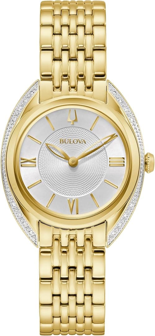 Bulova Ladies' Classic Diamond 2-Hand Quartz Stainless Steel Watch, 16 Diamonds, Sapphire Crystal على Amazon.ae - متتبع الأسعار