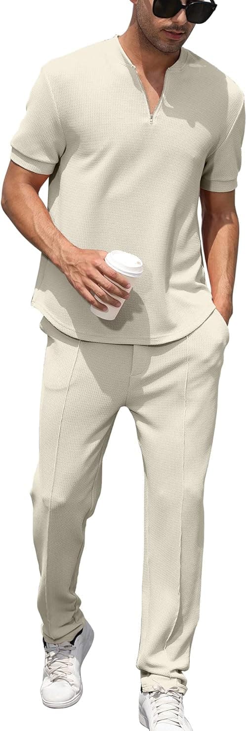 FZNHQL - Men's 2-Piece Tracksuit Set, Casual Athletic Style, Short and Long Sleeves on Amazon.ae - Price Tracker