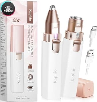 Kaphio Facial - Eyebrow Hair Remover For Women: Rechargeable 2 In 1 Trimmer And Face Shavers Women Painless Electric Removal Device Eyebrows Peach Fuzz Lips With Light on Amazon.ae - Price Tracker