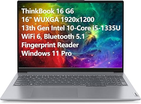 Lenovo ThinkBook 16 G6 16" FHD+ Laptop Computer, 13th Gen Intel 10-Core i5-1335U (Beat i7-1270P), 32GB DDR5 RAM, 1TB PCIe SSD, WiFi 6, Bluetooth 5.1, Fingerprint Reader, Windows 11 Pro, (UPGRADE) on Amazon.ae - Price Tracker