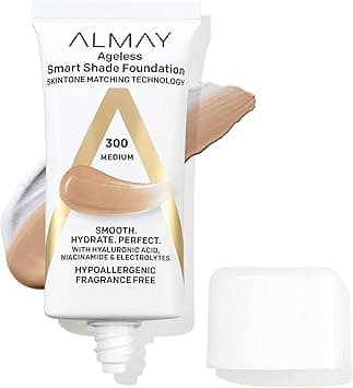 Almay Anti-Aging Foundation by, Smart Shade Face Makeup with Hyaluronic Acid, Niacinamide, Vitamin C & E, Hypoallergenic-Fragrance Free, 300 Medium, 1 Fl Oz (Pack of 1) on Amazon.ae - Price Tracker