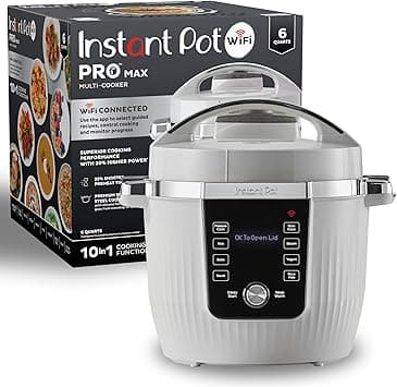 Instant Pot PRO Max Wi-Fi Smart 10-in-1 Pressure Cooker, Slow Cooker, Saute, Steamer, Warmer, Rice Cooker, Yogurt Maker, Sous Vide, Baker, NutriBoost, Includes App with 2000+ Recipes, 6 Quart on Amazon.ae - Price Tracker